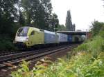 ES 64 U2-099 der EVB in Hannover Limmer am 01.07.2009 mit ihrm Contanier Zug 