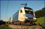 Wienerlokalbahn ES 64 U2 -064 mit Containerzug von Passau aus gen sterreich.