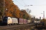 WLB ES 64 U2-068 am 1.11.11 mit einem Containerzug bei der Durchfahrt durch Ratingen-Lintorf.