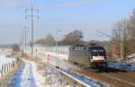 ES 64 U2 - 034 kommt hier am 03.02.2012 durch Diedersdorf gefahren.