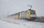 ES 64 U2 - 010 (91 80 6182 510-8 D-DISPO) mit Autozug am 09.02.2013 in Plling