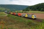 ES 64 U2 - 096 (IBS) mit Containerzug bei Harrbach (07.09.2013)