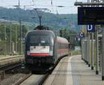  MRCE  Dispolok: Siemens Euro-Sprinter ES 64 U2 - 005 (BR182) schiebt am 24.09.2014 den RE nach Halle/Saale aus dem Hbf Naumburg.