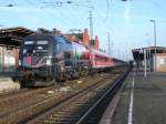 Am 23.11.2014 kam 182 509 mit ihrem IRE 18598 aus Richtung Berlin nach Stendal und fuhr weiter in Richtung Salzwedel nach Hamburg.