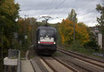 182 596-7 und 193 875 beide von MRCE kommen als Lokzug aus Aachen-West nach Köln-Eifeltor aus Richtung Aachen-West und fuhren durch Aachen-Schanz in Richtung