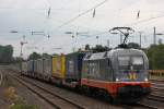 Hectorrail 242.502  Zurg  am 27.6.13 mit dem KLV nach Ehrang bei der Durchfahrt durch Düsseldorf-Rath.