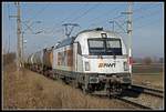 183 718 mit Güterzug bei Nickelsdorf am 5.02.2019.