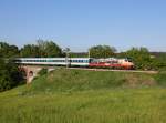 Die 183 001 mit einem ALEX nach Mnchen am 18.05.2013 unterwegs bei Artlkofen.