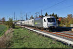 Eines sonnigen November-Tages überführte 183 500-8 (Siemens ES64U4-B) sechs Mittelwagen des ICE-4-Triebzugs 9034 entlang der Blockstelle Zscherben Richtung Halle Rosengarten.