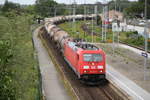 185 370-4 mit Kesselwagen nach Schwedt(Oder) bei der Durchfahrt im Haltepunkt Rostock-Kassebohm.17.06.2017