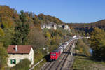 185 058 mit einem KLV durch Hagenacker Richtung Treuchtlingen