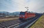 185 192-2 ist am 15.03.2018 mit einen Autozug in Richtung Würzburg unterwegs,gesehen bei Würzburg/Süd.