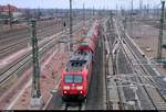 185 019-7 DB als Gz passiert die Zugbildungsanlage Halle (Saale) in südlicher Richtung.