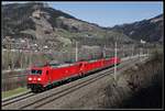 Vier 185er der DB fahren am 6.04.2018 als Lokzug bei Oberaich Richtung Leoben.