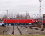 DB 185 155-9 am 28.01.2018 auf der Drehscheibe im Bw Leipzig-Engelsdorf.