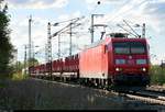 185 010-6 DB als gemischter Gz fährt in der Saaleaue bei Angersdorf auf der Bahnstrecke Halle–Hann.