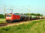 185 058 mit Kesselwagenzug am 8.6.07 kurz nach Plattling.