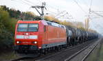 DB Cargo Deutschland AG mit  185 054-4  [NVR-Number: 91 80 6185 054-4 D-DB] und Kesselwagenzug (Xylole) am 05.11.18 Bf. Berlin-Hohenschönhausen.