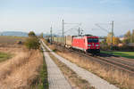 185 272 mit einem Wenzel KLV-Zug bei Lehrberg Richtung Ansbach, 09.10.2018