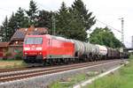 185 060-1 auf der Bahnstrecke Friedberg-Hanau bei Bruchköbel am 7. August 2019