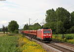 185 144-3 mit dem GB 68357 (Dillingen (Saar)-Basel Bad Rbf) bei Riegel 13.8.19