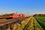 185 157 mit einem Güterzug am 18.11.2019 bei Strasskirchen.