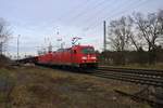 DB Cargo Bombardier Traxx 185 246-6 und 185 xxx mit Güterzug in Mainz Bischofsheim am 15.02.20