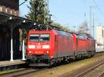 Lokzug DB Cargo 185 020 + 187 122 + 232 589 am 18.04.2020 durch den Bf Anklam.