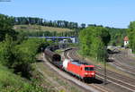 185 257-3 mit dem EZ 51885 (Mannheim Rbf-München Nord Rbf) in Maulbronn West 7.5.20