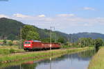 185 086-6 mit dem EZ 52054 (Villingen(Schwarzw)-Offenburg Gbf) bei Haslach 18.5.20