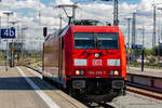 DB Lok 185 359 durchfährt den Bahnhof Stralsund in Richtung Rostock.