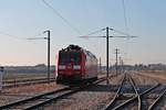 Am Nachmittag des 21.01.2020 stand 185 036-1 alleine im Werkbahnhof vom Butachimie Chemiewerk in Bantzenheim abgestellt und wartete auf ihre nächsten Einsatz. In der Nacht zuvor brachte sie einen KLV aus Erfurt ins Elsass. (Foto von öffentlichen Bahnübergang gemacht)