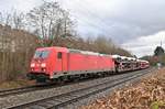 185 313-4 mit dem Millionenzug am heutigen Freitagmittag den 29.1.2021 bei der Durchfahrt in Neckargerach gen Heidelberg.