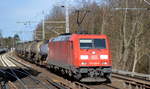 DB Cargo AG [D] mit  185 202-9  [NVR-Nummer: 91 80 6185 202-9 D-DB] und Kesselwagenzug (geschmolzenes Schwefel) am 22.03.21 Berlin Buch.