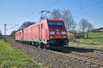 185 391-1 u.185 276-3 sind am 27.04.2021 in Richtung Fulda bei Eichenzell unterwegs.