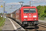 [Reupload]    Gemischter Gz mit 185 281-3 durchfährt den Hp Zöberitz auf Gleis 1 Richtung Halle (Saale).