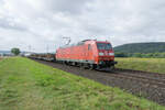 185 045-2 bei Himmelstadt mit einen gemischten Güterzug unterwegs,17.08.2021