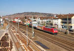 185 117 mit EZ in Richtung Plochingen am 11.03.2022 in Oberesslingen.
