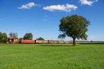 185 162 DB Cargo mit einem gemischten Güterzug bei Triesdorf Richtung Treuchtlingen, 26.08.2020