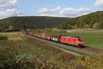 185 145 mit einem gemischten Güterzug aus Gemünden kommend am 11.