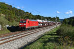 Am 22. September 2022 bespannte 185 014 den Neuwagentransport GA 60052 von Ingolstadt Hbf nach Osnabrück Rbf. Ladegut waren fabrikneue Audis. Bei Hagenacker im Altmühltal entstand eine Aufnahme der Lokomotive, die es mit dieser Betriebsnummer auch als Modell von Roco gibt. 