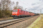 185 168-1 mit eienm gemischten Güterzug am 22.03.2023 bei Kerzell