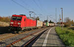 185 293-8 unterwegs mit Bertschi-Containern an der Blockstelle Zscherben Richtung Sangerhausen.