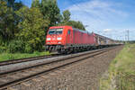 185 312-6 bei Kerzell am 14.09.2023 mit einem gemischten Güterzug.