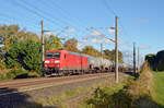 185 190 schleppte am 04.11.23 einen Kesselwagenzug durch Brehna Richtung Halle(S).