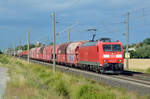 185 174 schleppte am 14.06.24 einen gemischten Güterzug durch Landsberg Richtung Halle(S).