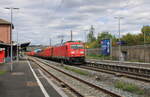 DB 185 309-2 mit einem gemischten Gterzug Richtung Wrzburg, am 31.08.2025 in Karlstadt (Main).