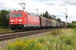 DB rot 185 357 am 29.8.2025 bei Zorneding mit KLV.
