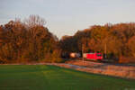185 271 DB Cargo mit einem KLV-Zug bei Steinach bei Rothenburg Richtung Ansbach, 09.11.2021