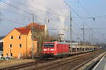 DB 185 083-0 mit einem gemischten Güterzug Richtung Saalfeld (S), am 20.02.2026 in Jena-Göschwitz.